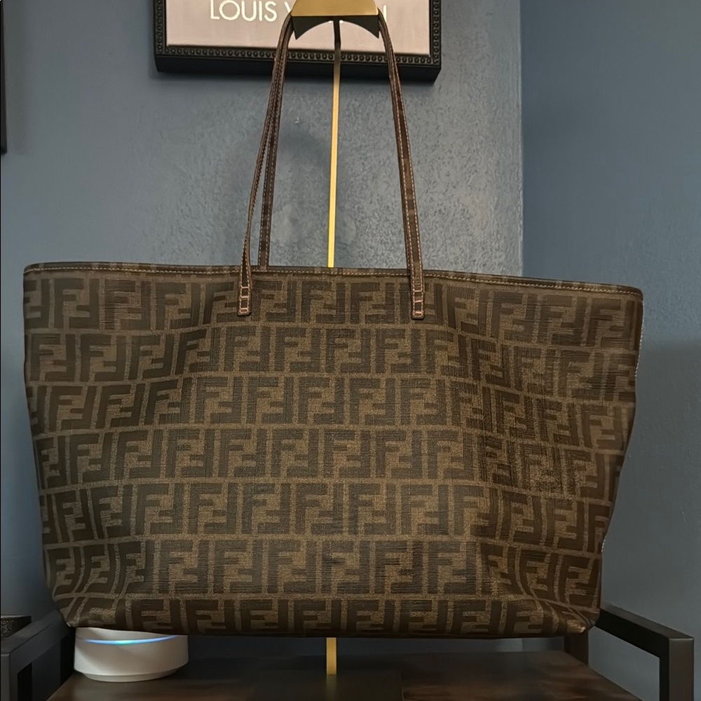 Fendi Brown Large FF Logo zip top Tote REDUCED PRICE